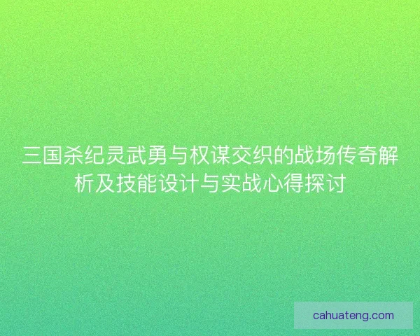 三国杀纪灵武勇与权谋交织的战场传奇解析及技能设计与实战心得探讨