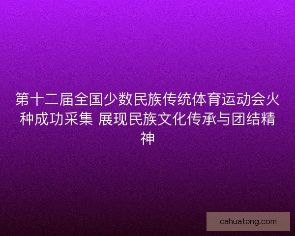 第十二届全国少数民族传统体育运动会火种成功采集 展现民族文化传承与团结精神
